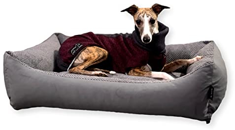 4L Textil Teo Katzenbett flauschig Katzenkörbchen Katzensofa Kuscheliges Hundebett kleine Hunde Katzenkorb waschbar Hundekorb für Welpen Graphit (60x40 cm, Dunkelgrau)