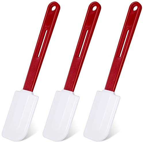 Lanties Set of 3 High Temp Silicone Spatulas Heat Resistant Rubber Spatula Commercial Heavy Duty Silicone Scraper Spatula with Handle for Kitchen Baking Cooking (Spatula,10 x 2 Inches)