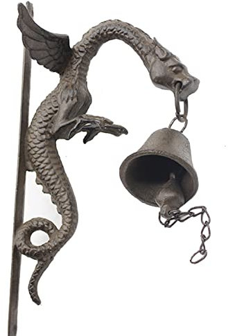 AZICYN Door Knocker Antique Dragon Doorbell, European Style Handmade Cast Iron Wall Decor Door Bell for Farmhouse Gates Castle Front Door
