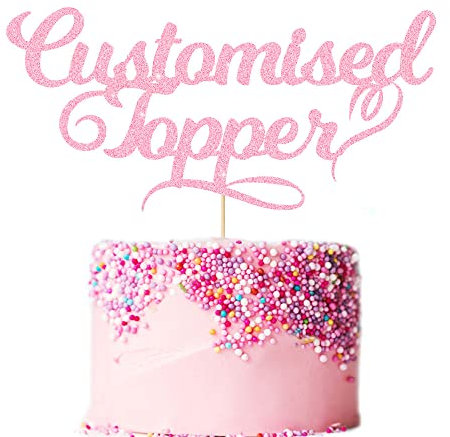 Personalised Cake Topper Birthday Cake Toppers 11 Colours Wedding Cake Topper with Any Text Age Double Sided Glitter Cake Decoration for Anniversary Graduation(Baby Pink)