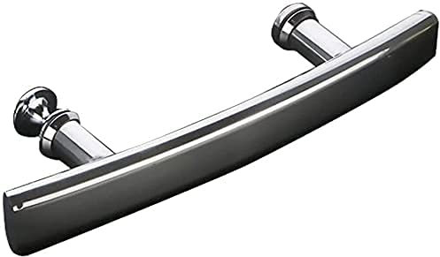 TONZN Door Handles Fashion Curved Polished Chrome Shower Door Handles Replacement | Bathroom Door Knobs for Interior Doors(Chrome 1 pcs)