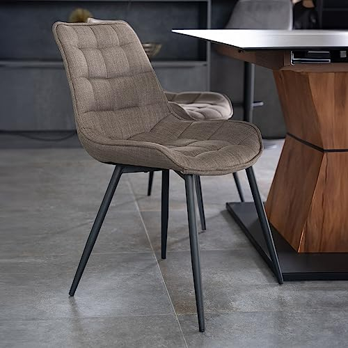 Home Deluxe - Polsterstuhl IKALO 8er Set - Farbe: Grau/Braun - weiche Polsterung, bis 120 kg belastbar I Küchenstuhl Speisestühle Esszimmerstühle