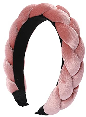 diyfixlcd Stirnbänder für Frauen, rutschfest, weich, einfarbig, Rosa, dick, breit, einfarbig, Mädchen, Haarreif, Samt, geflochten, niedlich, modisch, überkreuzt, Haarschmuck
