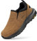 FitVille Zapatillas Casual Sin Cordones Hombre Pies Ancho Zapatos Senderismo Horma Ancha Antideslizantes Deporte Slip-on Walking Sneakers Transpirables Marrón 44.5 EU X-Ancho