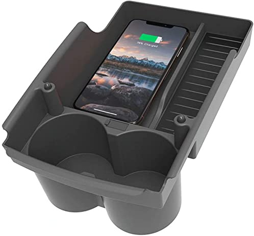 Chargeur sans fil de voiture, pour Te-sla Model X/Model S avec double porte-gobelet, panneau d'accessoires de console centrale, avec port USB QC3.0, chargeur de téléphone à induction sans fil rapi