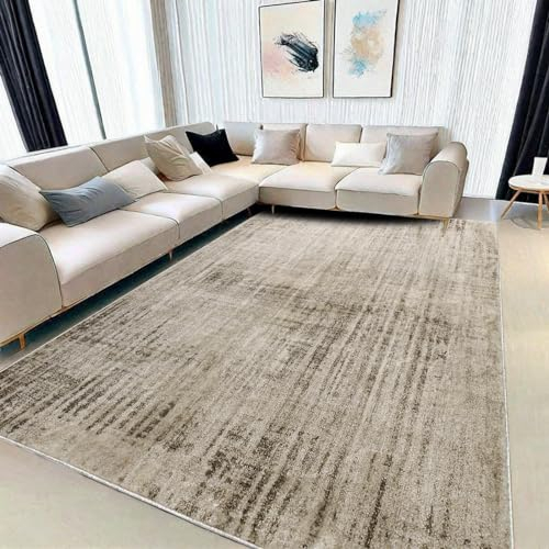 Tinyboy-hbq Teppich Moderne abstrakte Teppich Kaschmirimitat im europäischen Stil rutschfeste Dekorative Teppiche für das Wohnzimmer (Abstraktes Beige grau/Hellbraun, 200 x 250 cm)