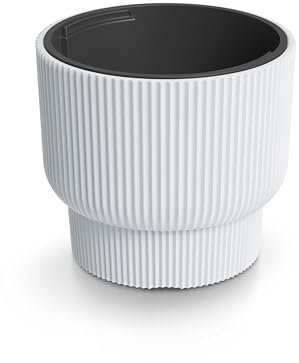 HappyFlower Blumentopf Modell Nr. PRX002 Größe 40 cm Pflanzkübel aus Kunststoff inkl. Einsatz, Runde Form, Übertöpf (Weiß, ⌀ 39,5 cm, H 35 cm)