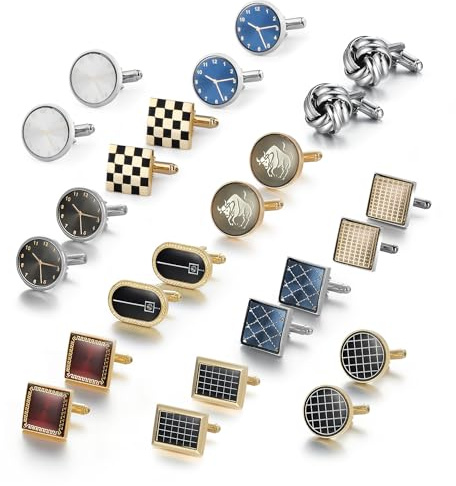 Wynameleri Klassische Manschettenknöpfe und Krawattenklammern Set für Männer Business Hochzeit Happy Fathers Day, Geburtstag. Weinrote, Marineblaue, Braune personalisierte Manschettenknöpfe für Männer