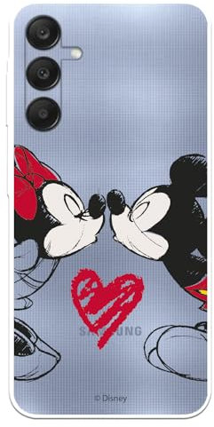 Schutzhülle kompatibel mit Samsung Galaxy A25 5G, offizielles Disney Mickey und Minnie Kuss, um Ihr Handy zu schützen. Flexible transparente Silikonhülle mit offizieller Lizenz von Disney-Klassikern