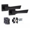 Golden Grace 1 Pair Modern Aura Design Matt Black Premium Door Handles Square Rose 3 Ball Bearing Hinges and 2.5 Tubular Latch