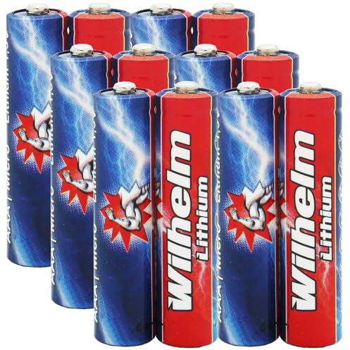 12 Wilhelm Lithium AAA/Mikro Lithium Batterien im Shrink LR03, FR03, L92