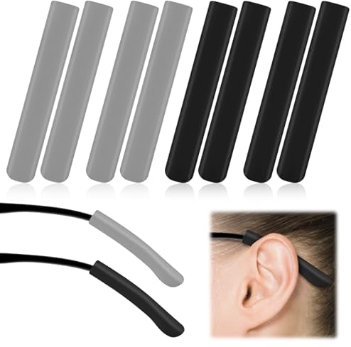 Tyqour 4 Paar Silikon Brillenbügel Überzug Weich Brillen Ohrpolster Antirutsch Brillenhalter Anti Rutsch Brille Ohrhaken Universal Brille überzüge für Sonnenbrillen Lesebrillen Brillen