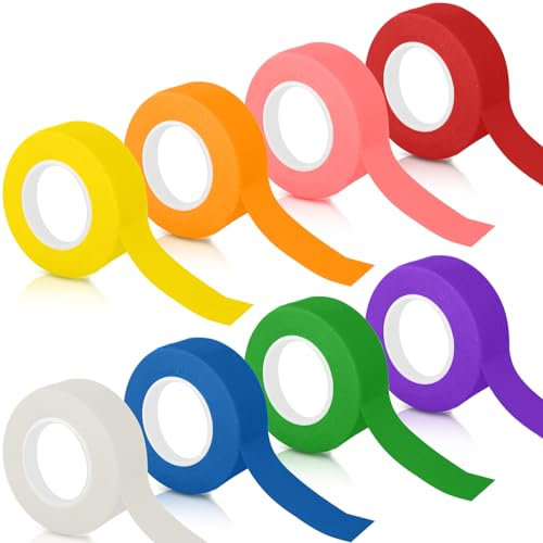HavaCue Lot de 8 Rouleaux de Washi Tape Scotch Couleur,23MM*12M Masking Tape Scotch Decoratif,Pour Travaux Manuels,Cours d'art,Peintres, Enfants