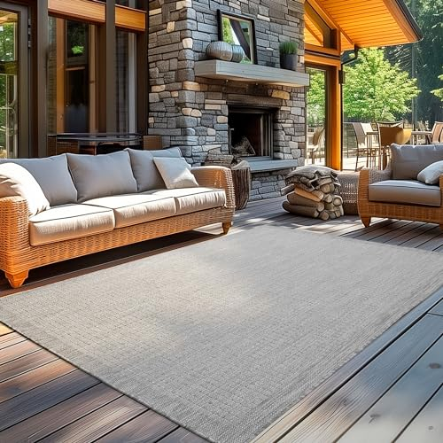 Carpetsale24 In- & Outdoor Teppich Wetterfest 60 x 100 cm Läufer Grau - Flur Waschbar, Wasserfest, Pflegeleicht und Flachgewebe - Ideal für Balkon, Garten, Terrasse und als Küchenläufer
