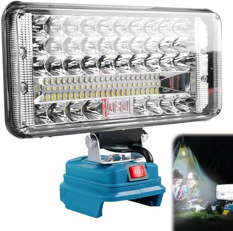 Lampe de travail LED sans fil pour Makita 18 V, 90 W, projecteur de chantier, lampe avec charge USB, 7500 lm, projecteur LED portable, projecteur de chantier, projecteur pour Makita 18 V, sans