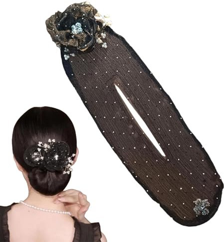 Flower Bun Roller Lazy Curler Deft Maker Mit Schmuck Clip Magischer Haarknoten Hochsteckfrisuren Zubehör Für Frauen Und Mädchen (Schwarz)