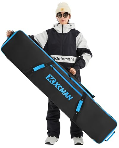 XCMAN Gepolsterte Snowboardtasche für Flugreisen – vollständig gepolsterte Skitasche, wasserdichte Snowboardtasche für Reisen, Snowboardstiefel, 165 cm