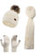 NATUST Mütze Schal Handschuhe Set Damen Winter Dickes Strickset Weiche Warme Gestrickt Langer Schal Touchscreen Handschuhe Weiß