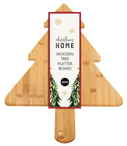 Inevitable Christmas Tree Wooden Platter Board, 45 x 40 x 1.5 cm, Bamboo