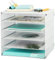 EASEPRES 5 Tier White Letter Tray Desk File Paper Organiser, 5 Slots Desktop Mesh A4 Paper Folders Holder Mali Filings Trays Rack for Office Home