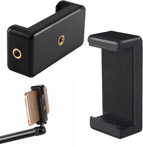 Tripod Phone Mount, Black Phone Holder for Tripod, Universal Screw Fixing Tripod Phone Holder Phone Clamp Suitable for Most Models of Mobile Phone Support Bracket Tripod Holder