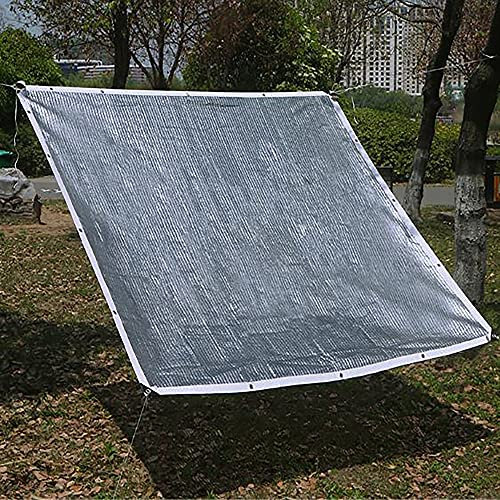 Voile d'ombrage 99 % en feuille d'aluminium pour plantes de jardin, serre, protection solaire pour porche, pergola, 5 x 12 m (blanc)