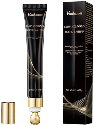 Augencreme gegen Falten und Augenringe, Augencreme gegen Tränensäcke mit Koffein und Hyaluronsäure, für Männer und Frauen 20g (white, 20g)