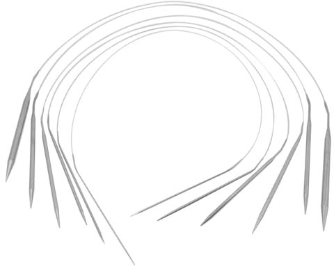 Mokaskaidj 6 Stück Stricknadeln Set 80cm, Edelstahl Rundstricknadeln Set, Metall Rundstricknadeln, Stricknadel Set, Leichte Rund Edelstahl Stricknadeln für Socken, Handschuhe, Mützen, Schal