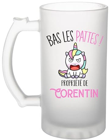 Planetee Chope Corentin Bas les pattes Licorne | Verre à bière Originial Cadeau Anniversaire Noël Humour fête des pères