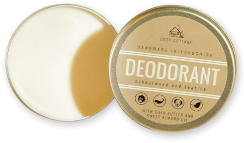 Cosy Cottage Natural Deodorant - 50ml | Sandalwood and Tea Tree Essential Oils | Earthy and Grounding Scent | Long-Lasting, Paraben Free, Alcohol Free and Palm Oil Free