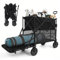 YU YUSING XXXL Chariot de Jardin Pliable 350L à 2 Étages,100KG Capacité, Chariot de Transport Plage à roulettes Rallonge 142cm, Grosses Roues Tout-Terrain et Poignée Réglable, Camping, Courses, Pêche