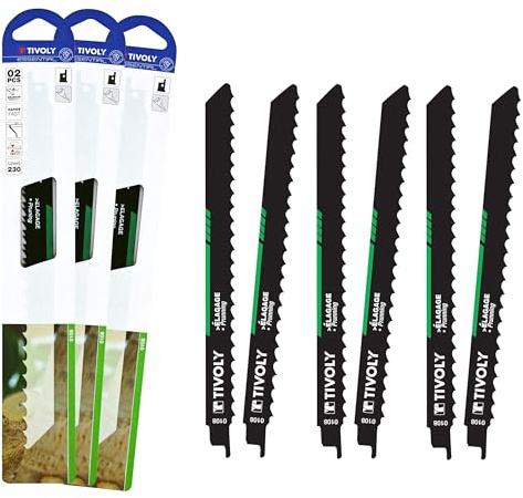 TIVOLY - Lot de Lames de Scie Sabre pour Élagage - 6 Lames en acier carbone HCS - Attache Universelle