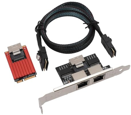 XUMIUZIY 2 Puertos Tarjeta de Red de 1000Mbps, Tarjeta de Doble Puerto PCIe Gigabit Ethernet de Alta Compatibilidad con Enchufe y Reproducir un Buen Hardware RJ45 para Server