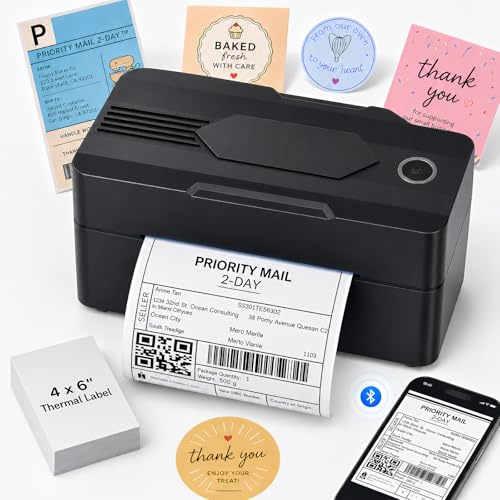 Mekturm Bluetooth Thermal Label Printer,Wireless 4x6 Label Printer Machine,Postage Label Printer Compatible with Android, iPhone, Windows & Mac, Widely Used for Hermes, Royal Mail, Amazon, Shopify