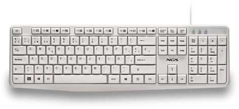 NGS Heritage - Teclado USB-A con 12 Teclas Multimedia, Silencioso, Cable de 1,5m, Ángulo de Inclinación, Plug&Play, Diseño Español
