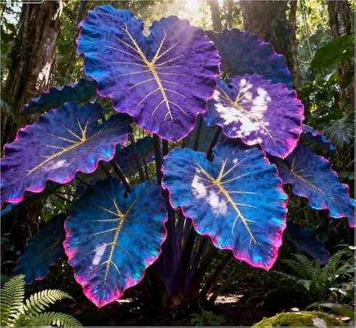 Brillante Rizoma Di Orecchie di Elefante, Resistenti Al Freddo E Alla Siccità, Facile Da Coltivare, Splendide esposizioni in giardino-3 rizoma-I
