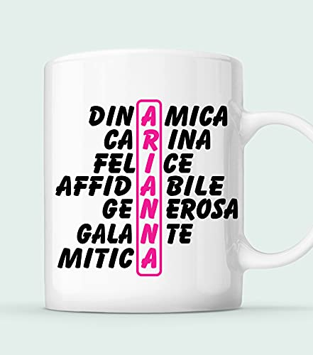 bubbleshirt Tazza Mug divertente con nome Arianna e aggettivi simpatici Idea Regalo Compleanno Natale in ceramica