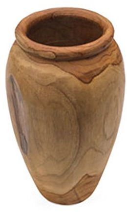 Vase décoratif en bois sculpté à partir des racines de teck géant de 25 cm de haut – un beau cadeau