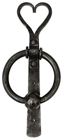 Cast Iron Door Knocker Heart Shaped Black Ring Front Door Knocker Doorbell Rustic Style Hand Door Knocker for Timber & UPVC Doors