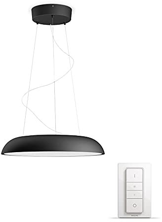Philips Hue White Ambiance Amaze Lampada a Sospensione Smart, Bluetooh, Controllo Vocale LED Integrato, 39 W, Nera, con Telecomando Hue Dimmer Switch Incluso