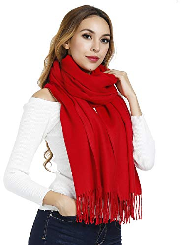 Gogogoal Winter Schal damen herren groß Pashmina dick einfarbig Kaschmire Schals Warmes Rot