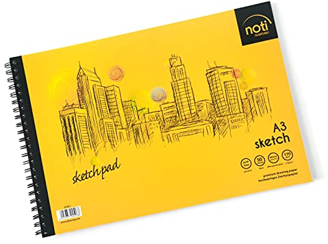 Zeichenblock/Sketch Pad A3 mit Spiralbindung Skizzenbuch - 50 Blatt hochwertiges glattes Zeichenpapier in 170 g/m² Premium-Qualität