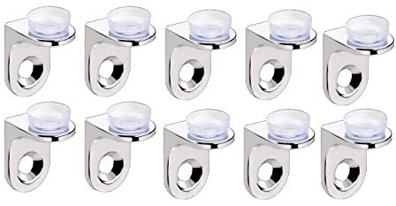 10 Stück Montagestreben Befestigung Glas Regal Klammern Stützen mit Bohrfutter Wandhalterung, Glas Montageklammern (Medium)