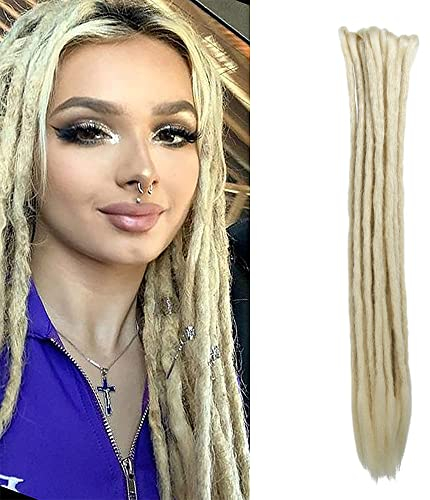 Double Ended Dreadlock Extensions 10 Strands Synthetic Dreads 20 Inch Handmade Dread Extensions Locks Hair(Blonde/613#)