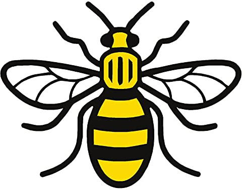 EG Manchester MCR Mancunian Bee Vinyl Laminated Waterproof Outdoor Sticker Decal 130mm - Car - Van - Laptop - Tablet - Wall - Bedroom
