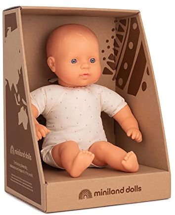 Miniland Dolls: europäische Babypuppe, 32 cm, mit weichem Stoffkörper, in Geschenkbox
