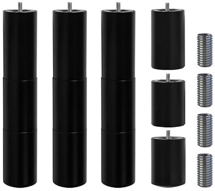 4 Stück verstellbare Bettbeine, M8 Gewinde, passend für mehr als 90 % Elektrobetten, extra haltbarer Stahl-Bettgestell, Beinstütze für robuste Bettgestelle, Möbel, Kabinenbeine (4 Stück dicke Beine)