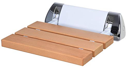 Generic Faltbarer Badewannen-Duschsitz Wandmontierter Duschhocker aus Holz Stuhl für ältere Menschen/Behinderte Anti-Rutsch-Wechselschuhe Hocker max. 150kg