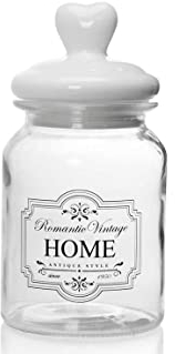 Utilissimi Tarro de cristal decorado vintage, 1000 ml, 11 x 21 cm