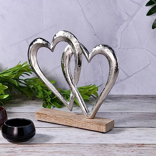 Marrakesch Herz Deko Aufsteller 20cm Groß | Dekoobjekt Amour 7 als Tischdeko Fensterbankdeko Silber